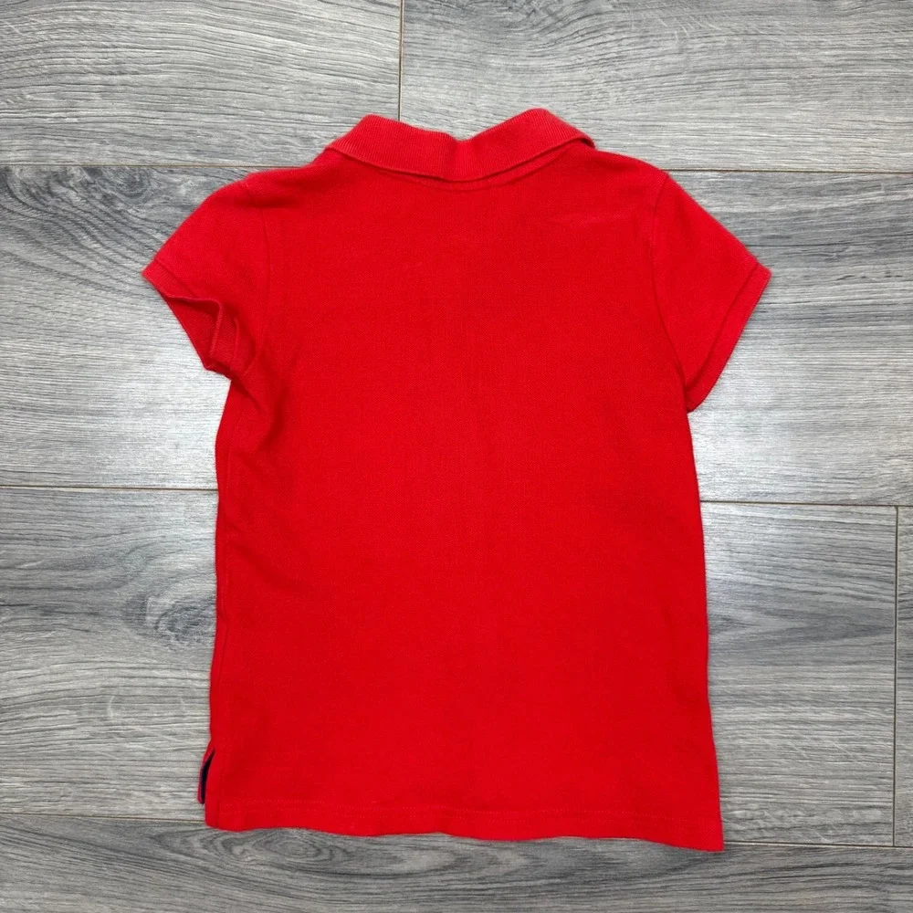 Kids Ralph Lauren‎ Red Short Sleeve Polo Shirt Navy Embroidered Pony Logo Size 5
